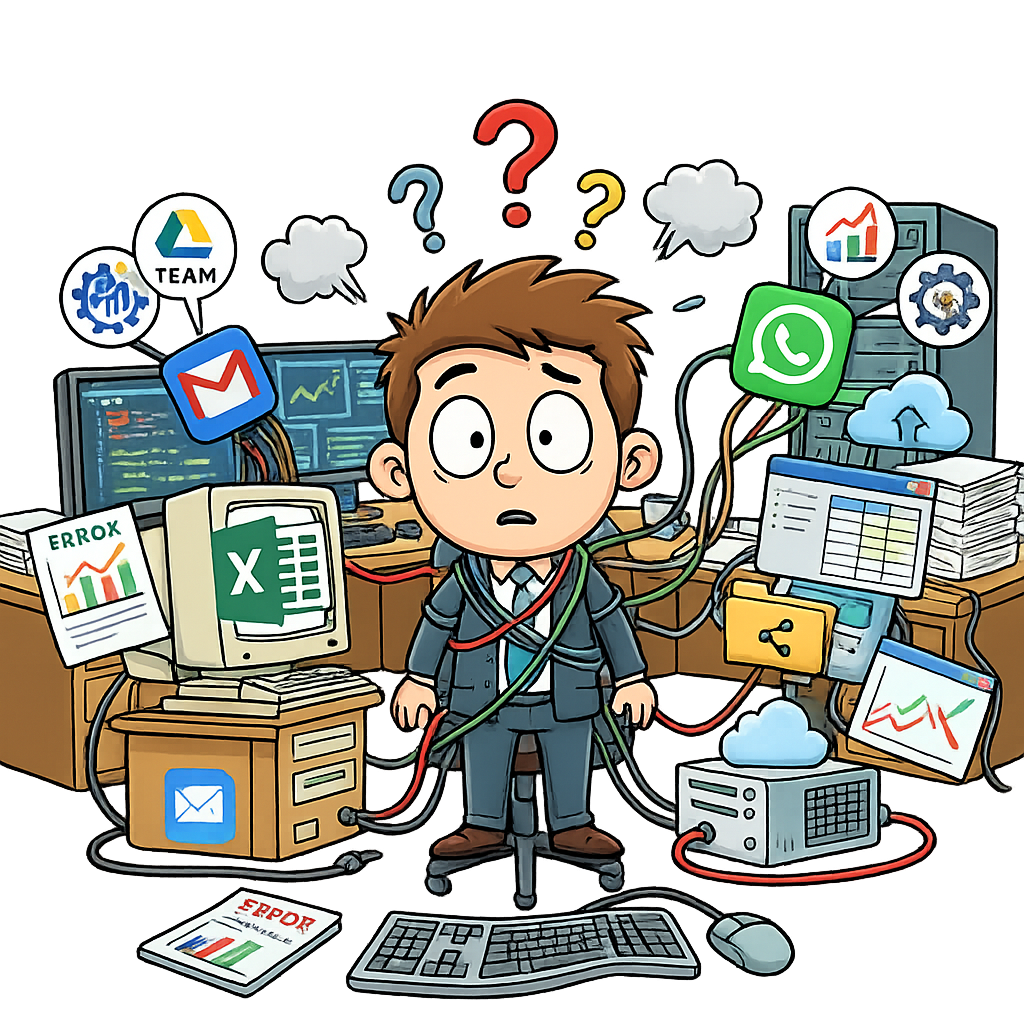 Avant Orchestration - Organisation désorganisée avec outils dispersés et processus non structurés